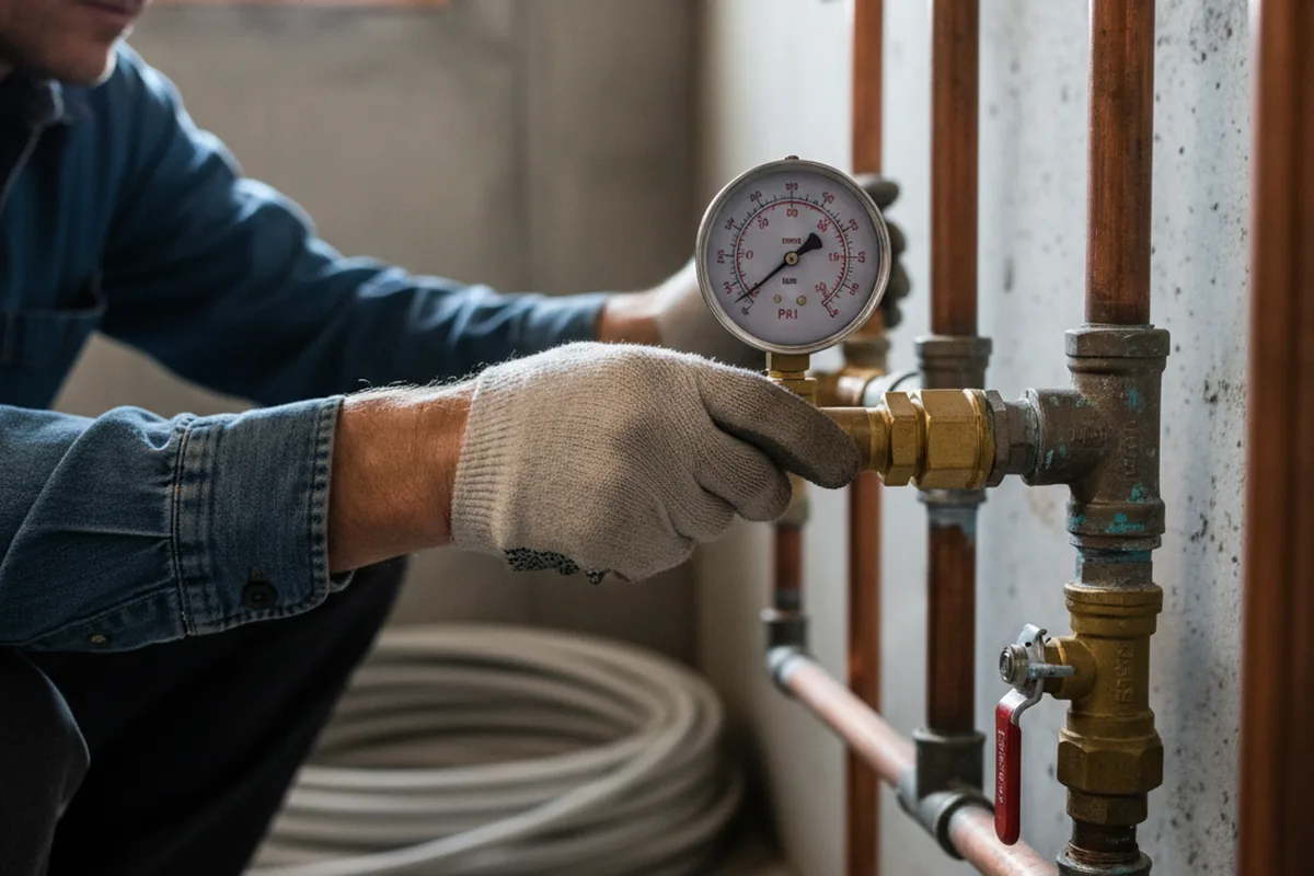 Pressure testing a repaired line during Water Line Repair in Willimantic